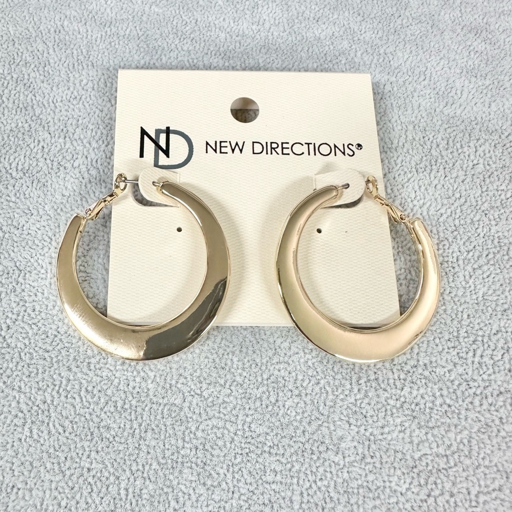 ND New Directions 1.5" Gold Tone Hoop Earrings